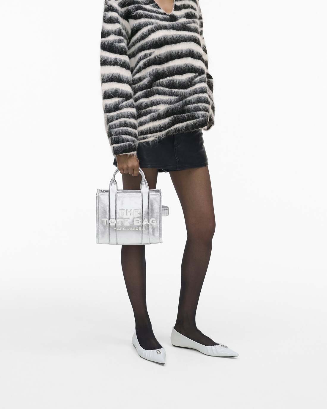 Marc Jacobs Best Price | The Metallic Leather Small Tote Bag Metallic Silver