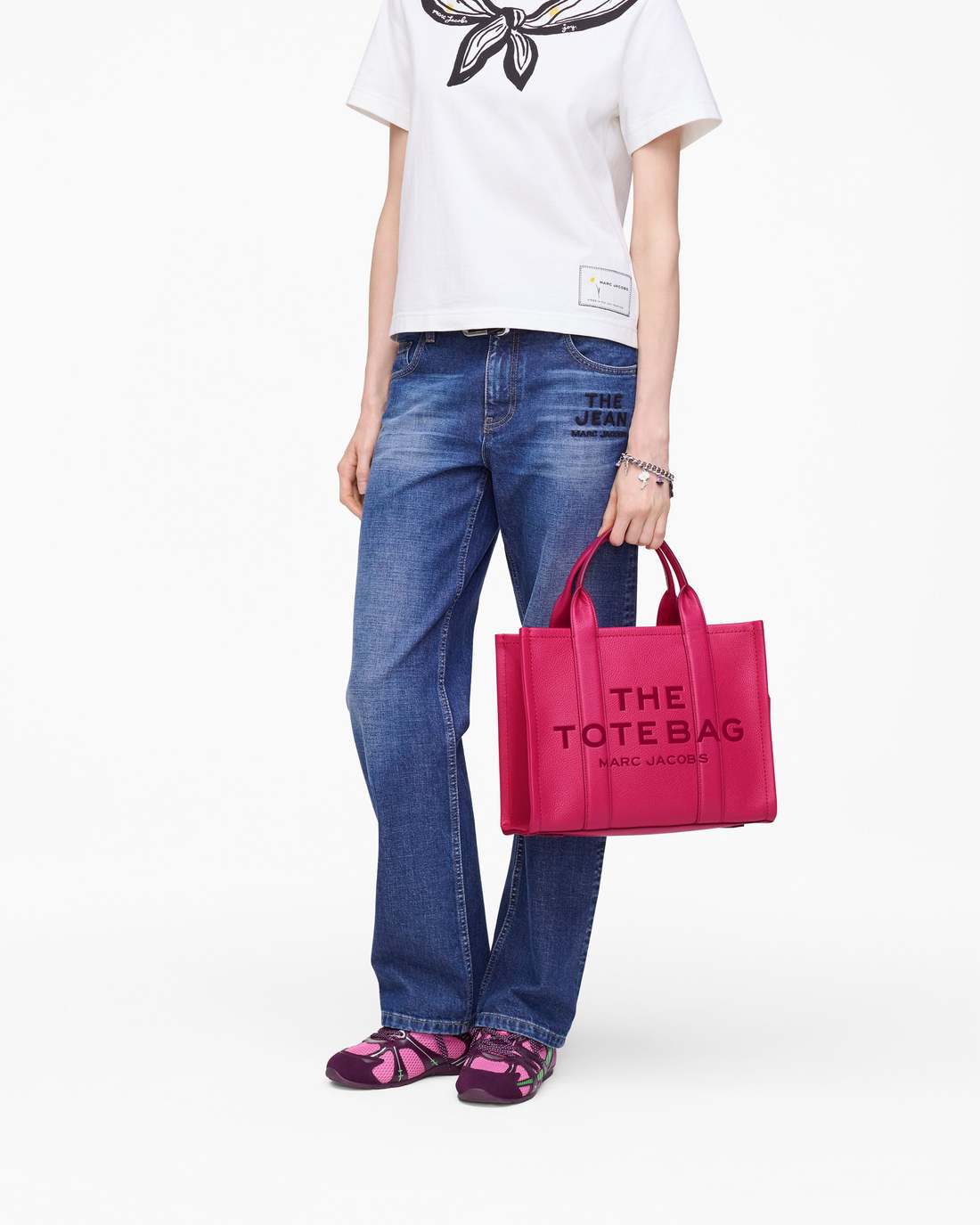 Marc Jacobs Latest | The Leather Medium Tote Bag Raspberry Pink