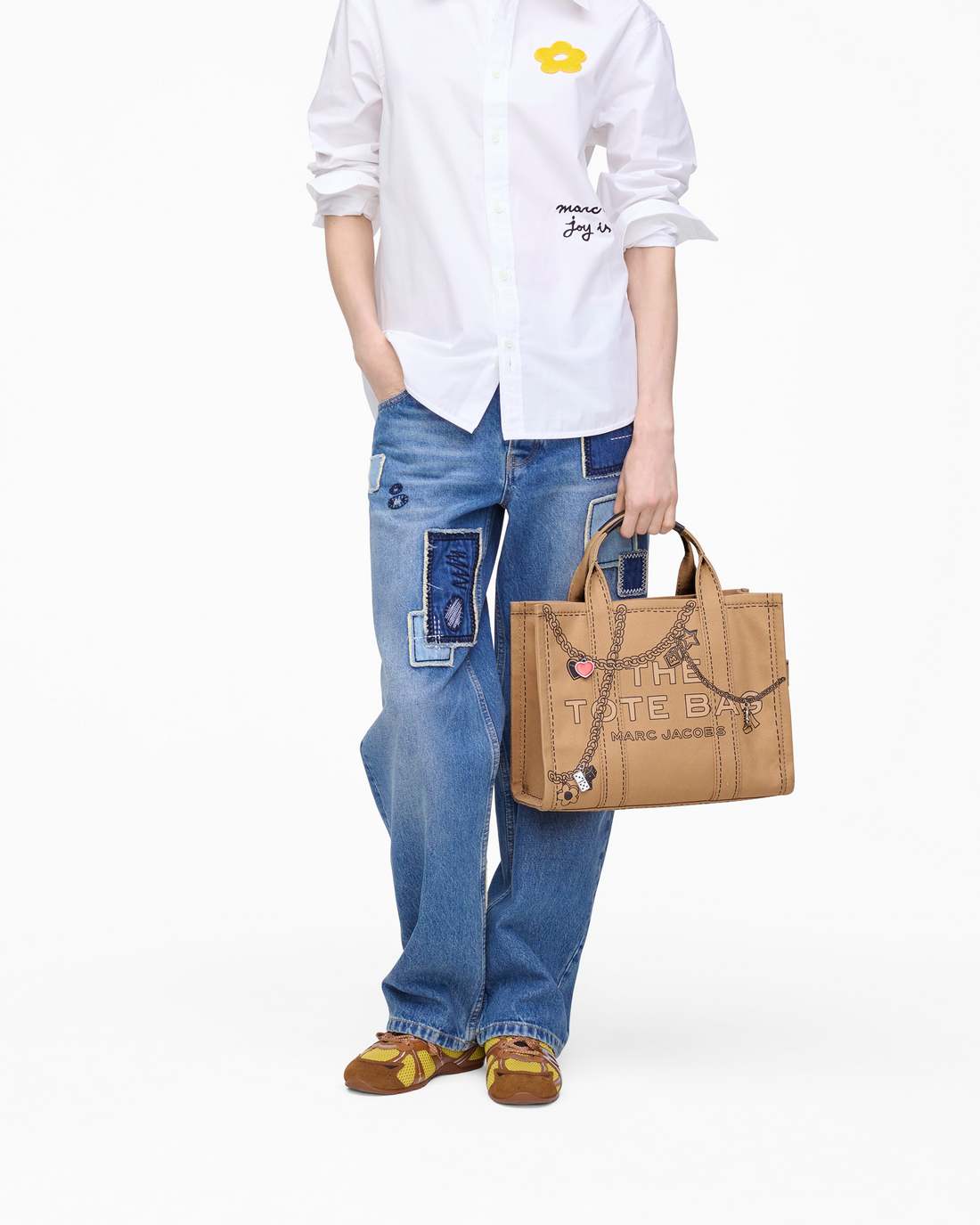 Marc Jacobs Special Offer | The Trompe L'Oeil Charm Canvas Medium Tote Bag Camel Multi