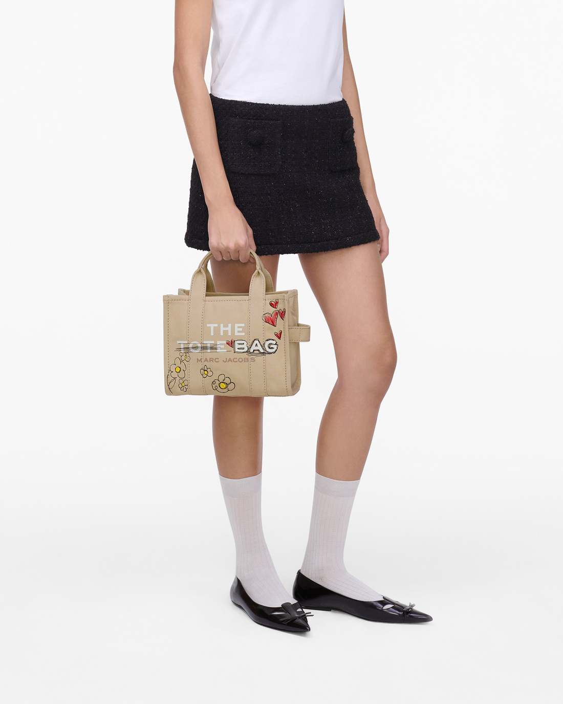 Marc Jacobs Premium | The Daisy Doodle Canvas Small Tote Bag Beige Multi