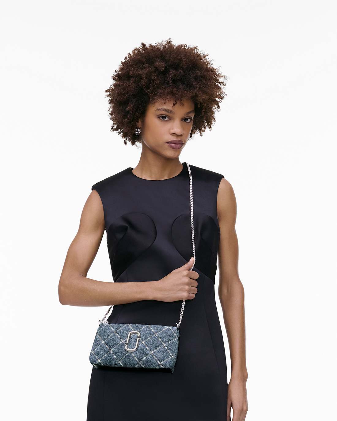 Marc Jacobs Sale | The Quilted Denim Snapshot Convertible Shoulder Bag Light Wash Indigo