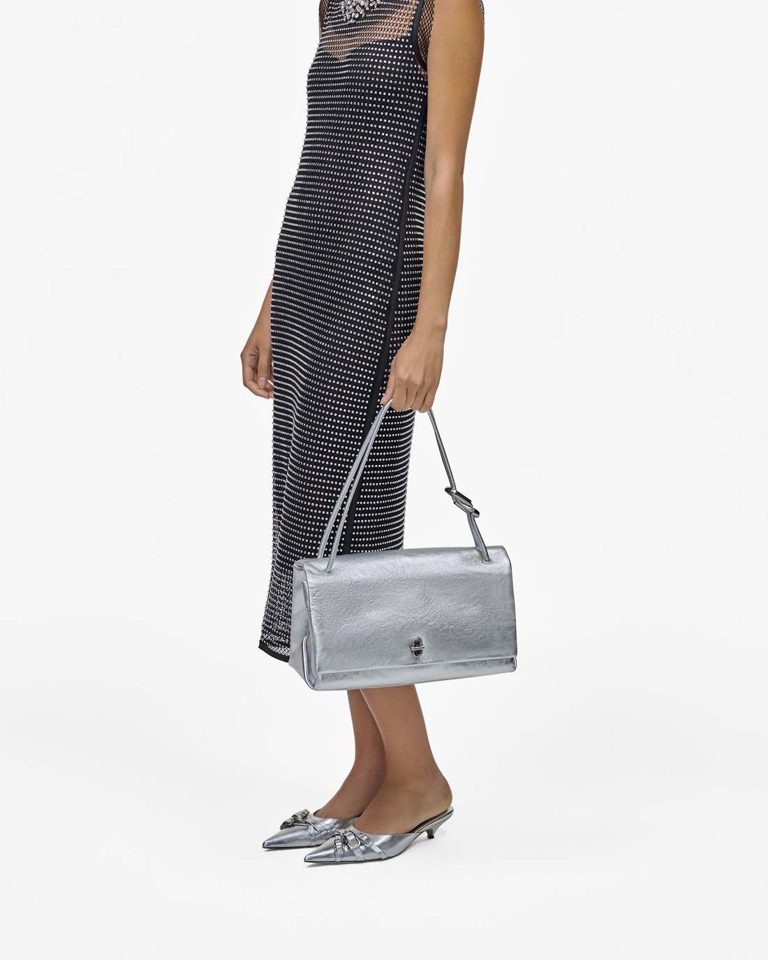 Marc Jacobs Popular | The Metallic Large Dual Bag Silver