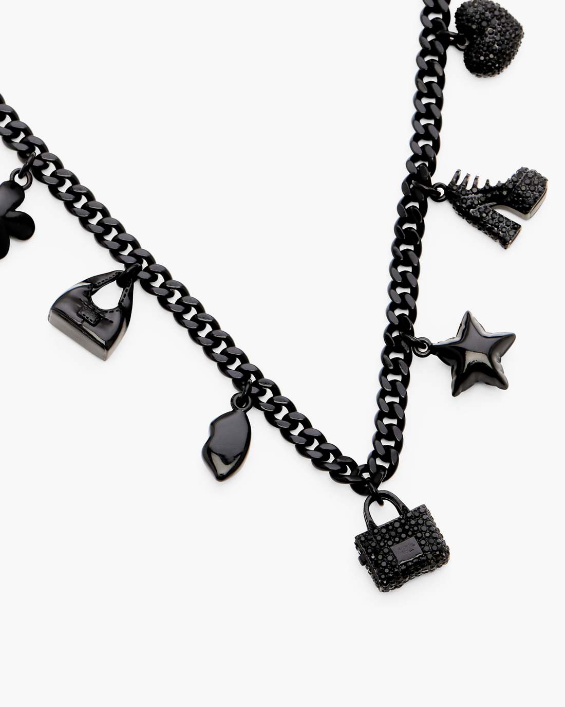 Marc Jacobs Special Offer | Mini Icon Pave Charm Necklace Black/Black Crystal