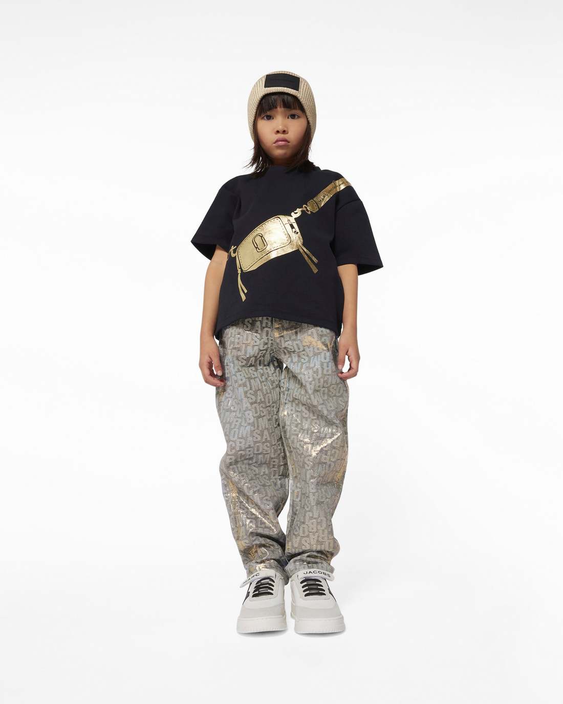 Marc Jacobs Premium | The Metallic Jumbled Logo Jeans Gold