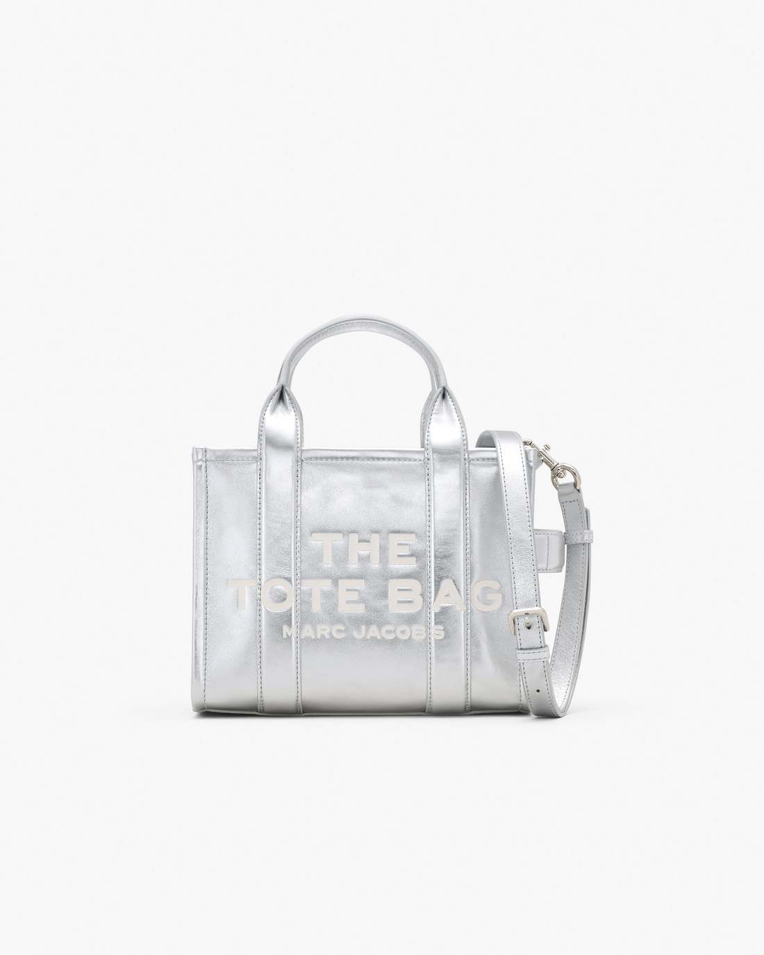 Marc Jacobs Best Price | The Metallic Leather Small Tote Bag Metallic Silver