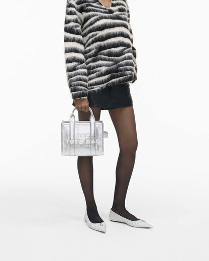 Marc Jacobs Best Price | The Metallic Leather Small Tote Bag Metallic Silver