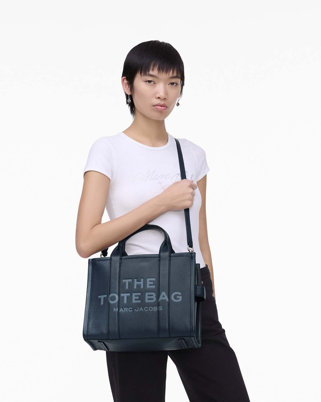 Marc Jacobs Signature | The Leather Medium Tote Bag Blue Sea