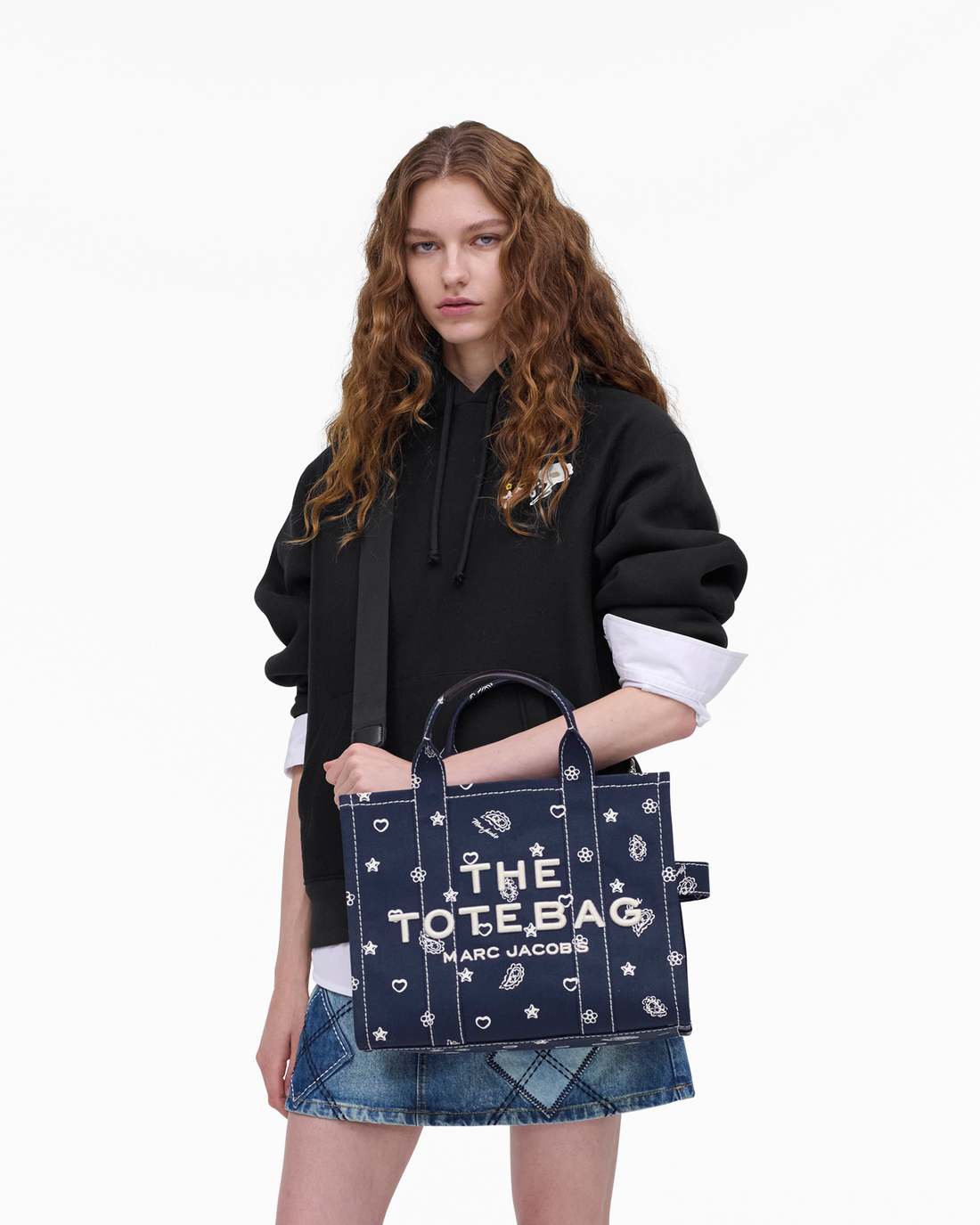 Marc Jacobs Discount | The Bandana Canvas Medium Tote Bag Navy Multi