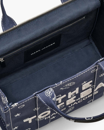 Marc Jacobs Discount | The Bandana Canvas Medium Tote Bag Navy Multi