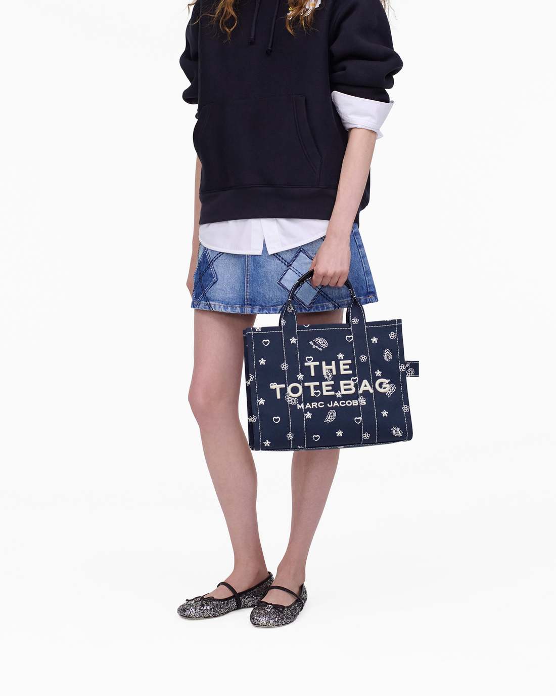 Marc Jacobs Discount | The Bandana Canvas Medium Tote Bag Navy Multi