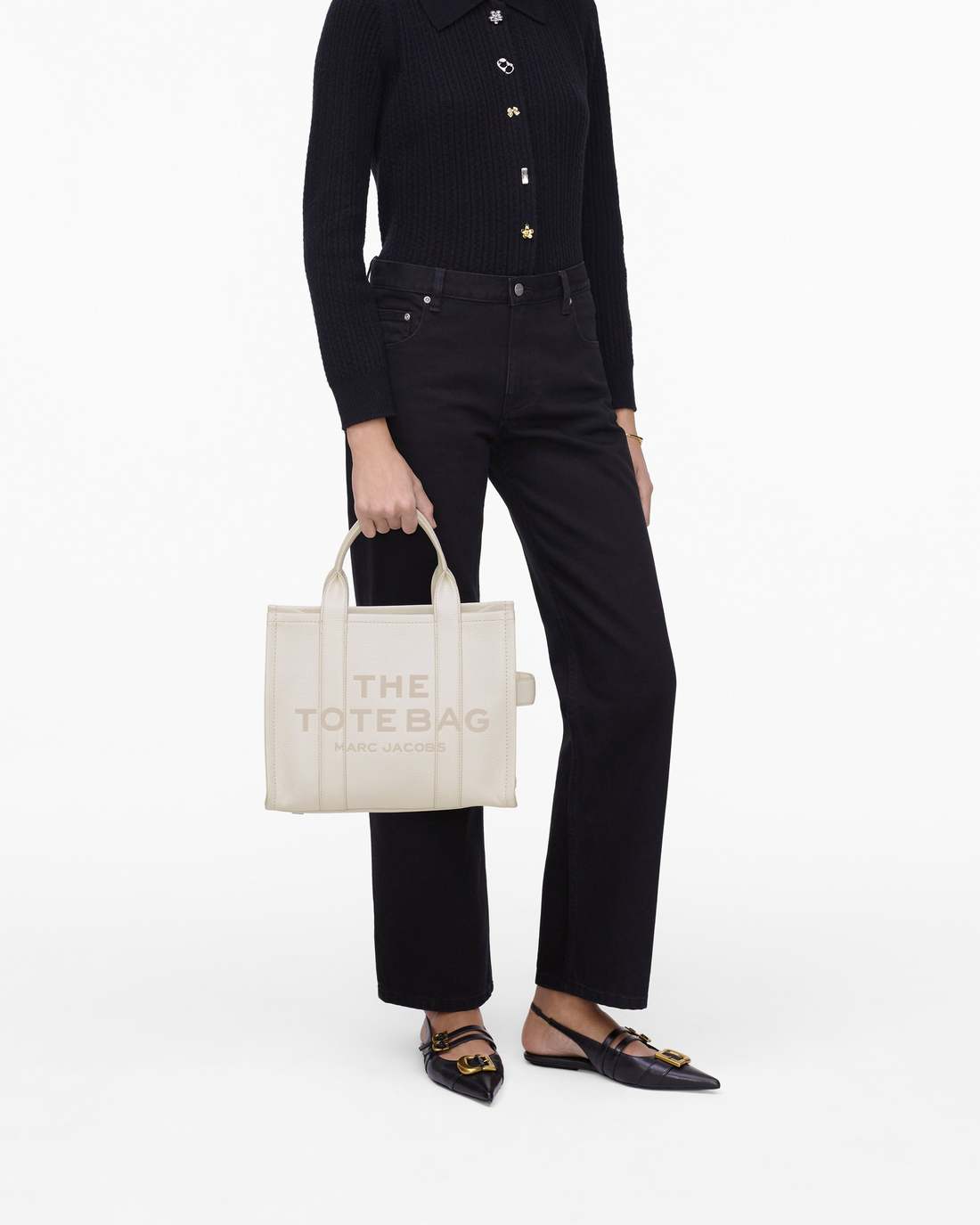 Marc Jacobs Quality | The Leather Medium Tote Bag Cotton/Silver
