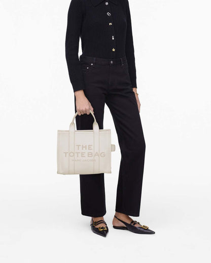 Marc Jacobs Quality | The Leather Medium Tote Bag Cotton/Silver