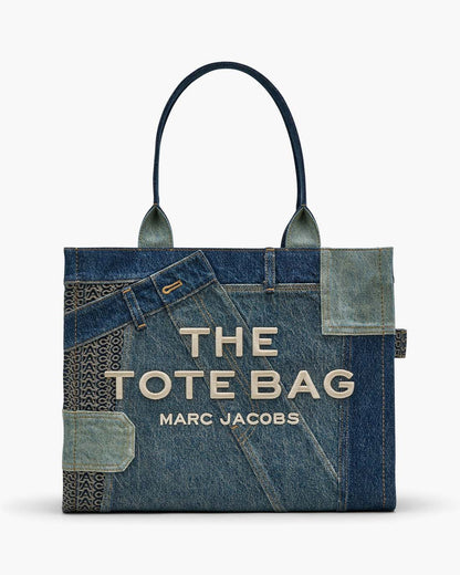 Marc Jacobs Signature | The Deconstructed Denim Large Tote Bag Indigo Multi