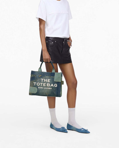 Marc Jacobs Sale | The Deconstructed Denim Medium Tote Bag Indigo Multi