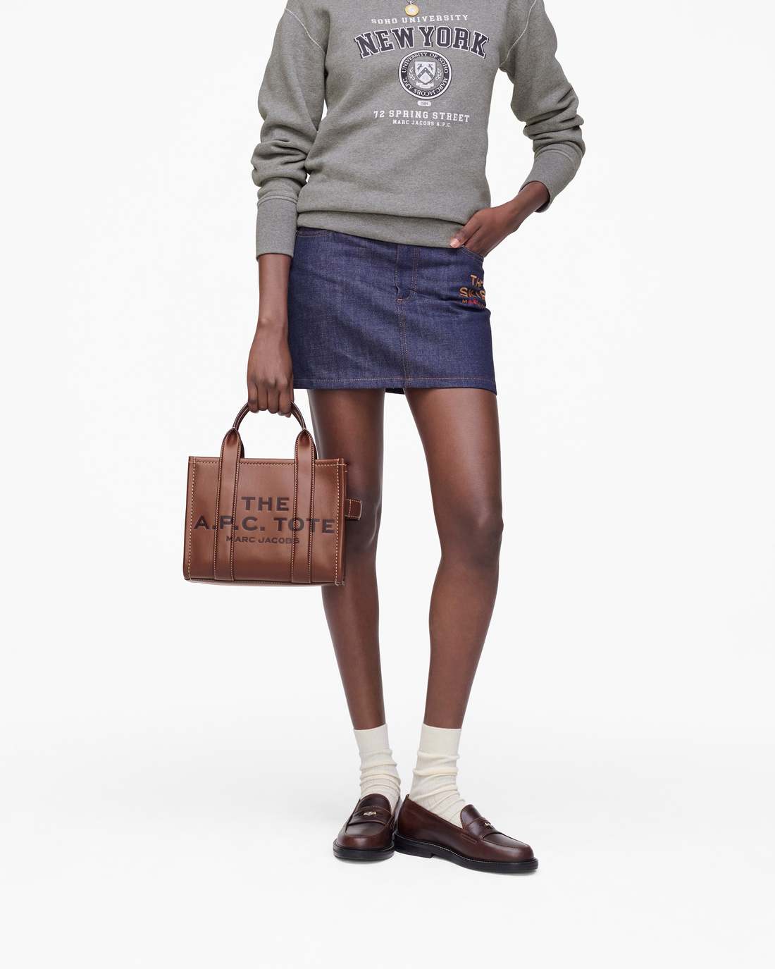 Marc Jacobs Best Seller | The A.P.C. X Marc Jacobs Leather Small Tote Bag Hazelnut