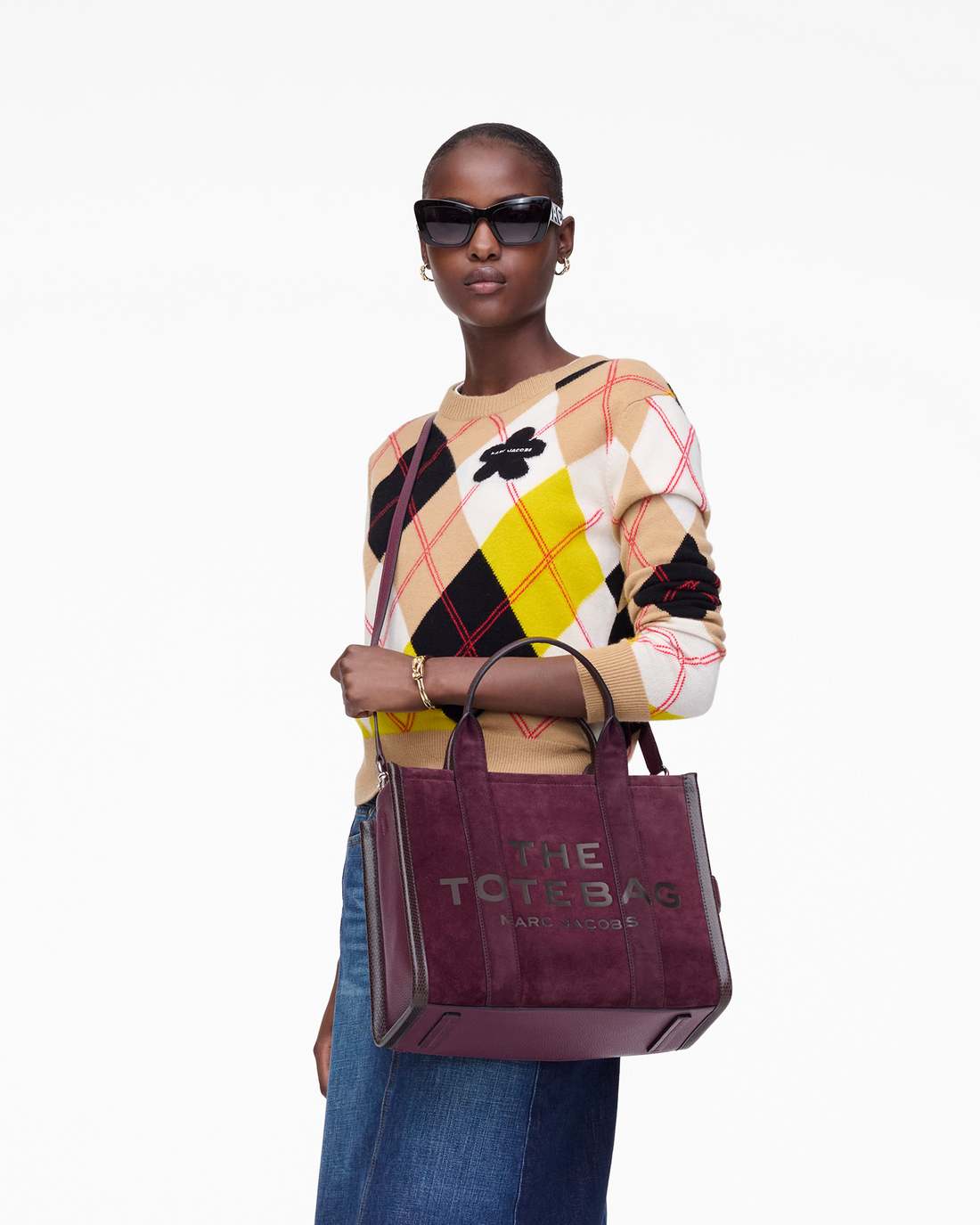 Marc Jacobs Discount | The Suede Medium Tote Bag Dark Plum