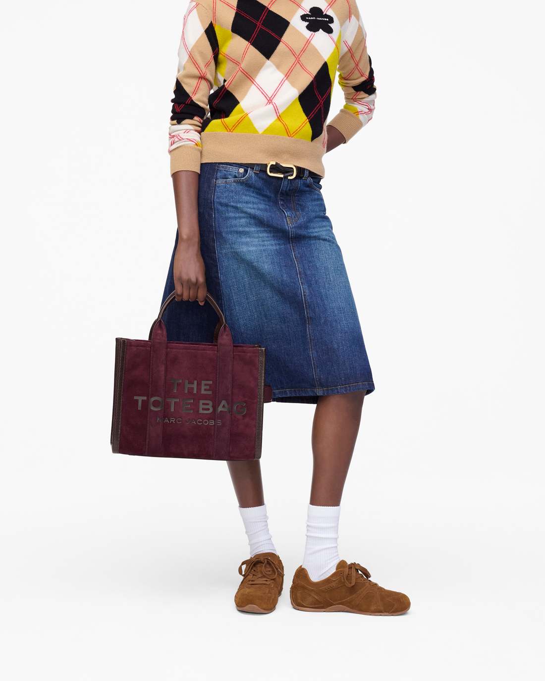 Marc Jacobs Discount | The Suede Medium Tote Bag Dark Plum