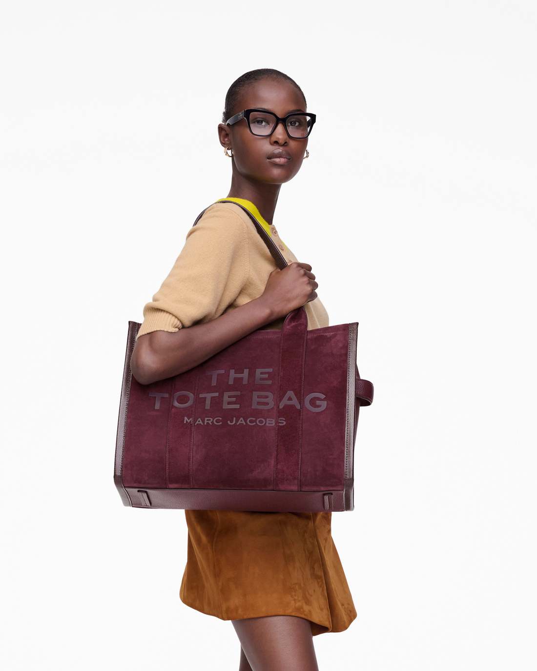 Marc Jacobs Popular | The Suede Large Tote Bag Dark Plum
