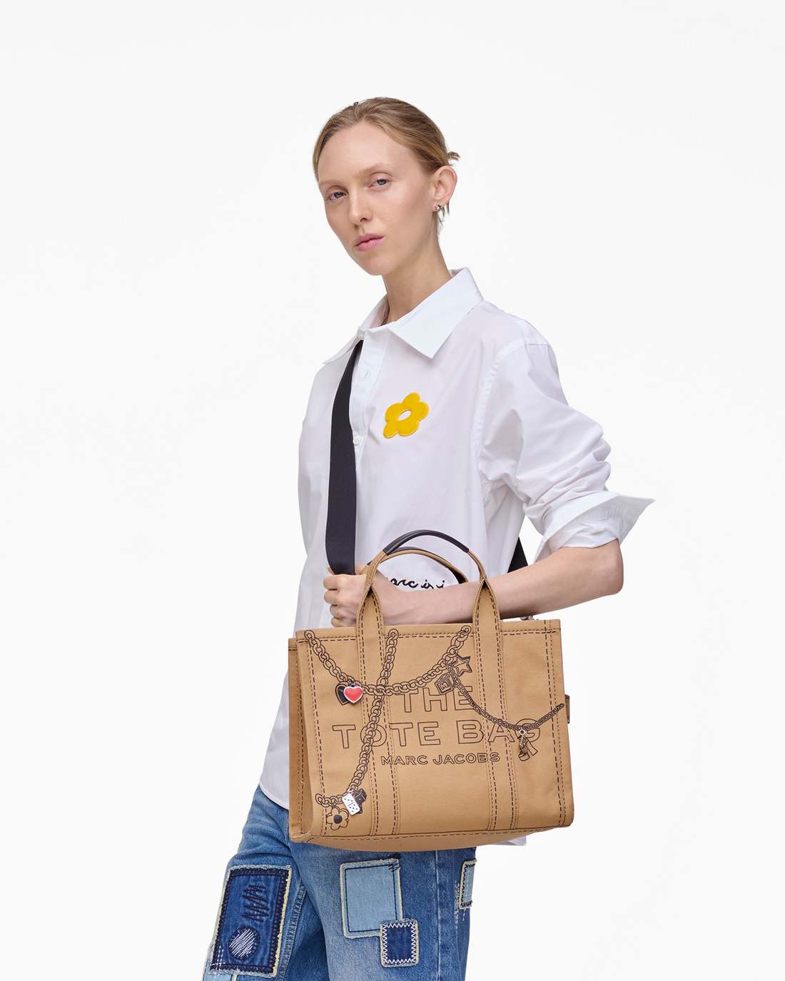 Marc Jacobs Special Offer | The Trompe L'Oeil Charm Canvas Medium Tote Bag Camel Multi