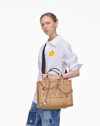 Marc Jacobs Special Offer | The Trompe L'Oeil Charm Canvas Medium Tote Bag Camel Multi