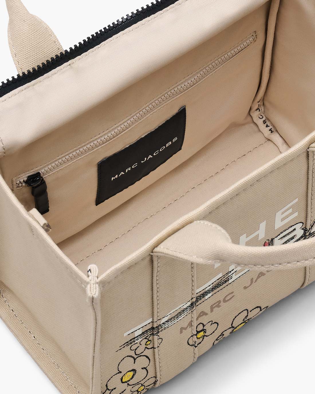 Marc Jacobs Premium | The Daisy Doodle Canvas Small Tote Bag Beige Multi