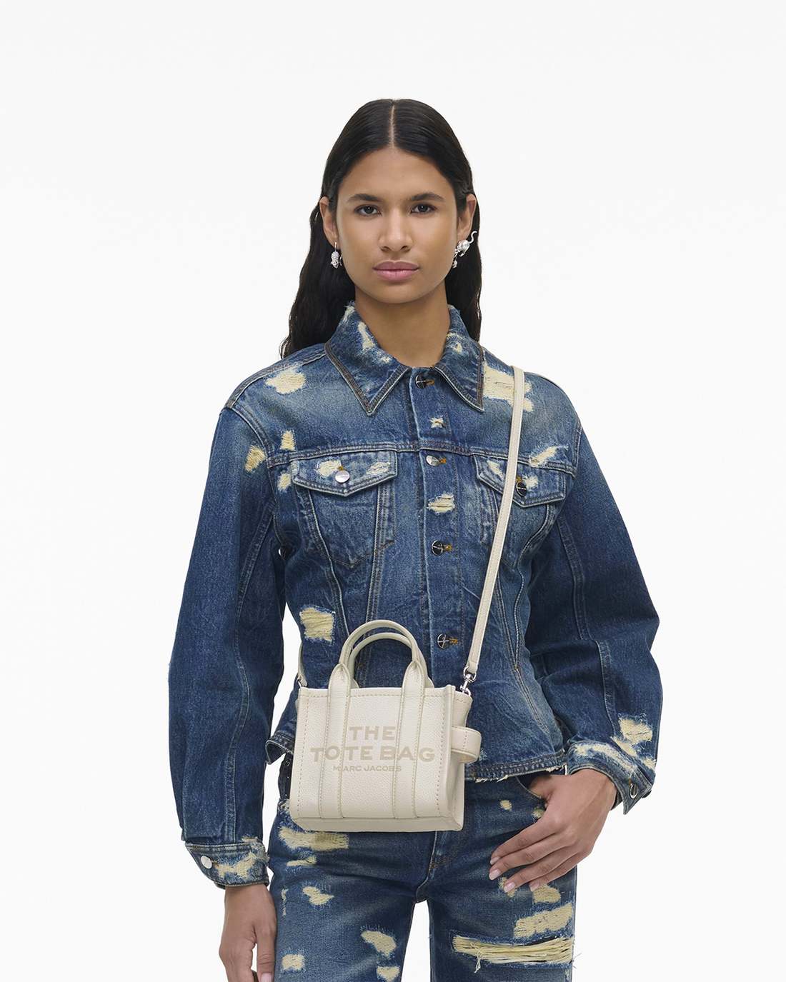 Marc Jacobs Best Seller | The Leather Crossbody Tote Bag Cotton/Silver
