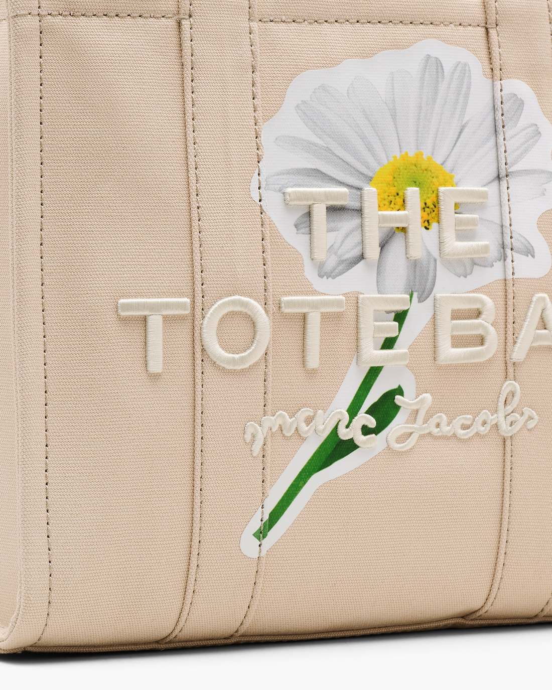 Marc Jacobs Great Value | The Daisy Script Canvas Medium Tote Bag Cloud White Multi