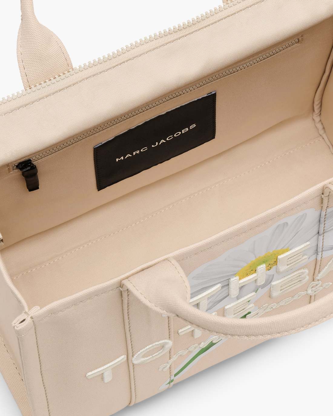 Marc Jacobs Great Value | The Daisy Script Canvas Medium Tote Bag Cloud White Multi