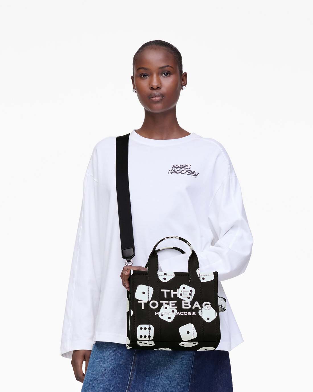Marc Jacobs Exclusive | Derrick Adams X Marc Jacobs Canvas Small Tote Bag Black/White