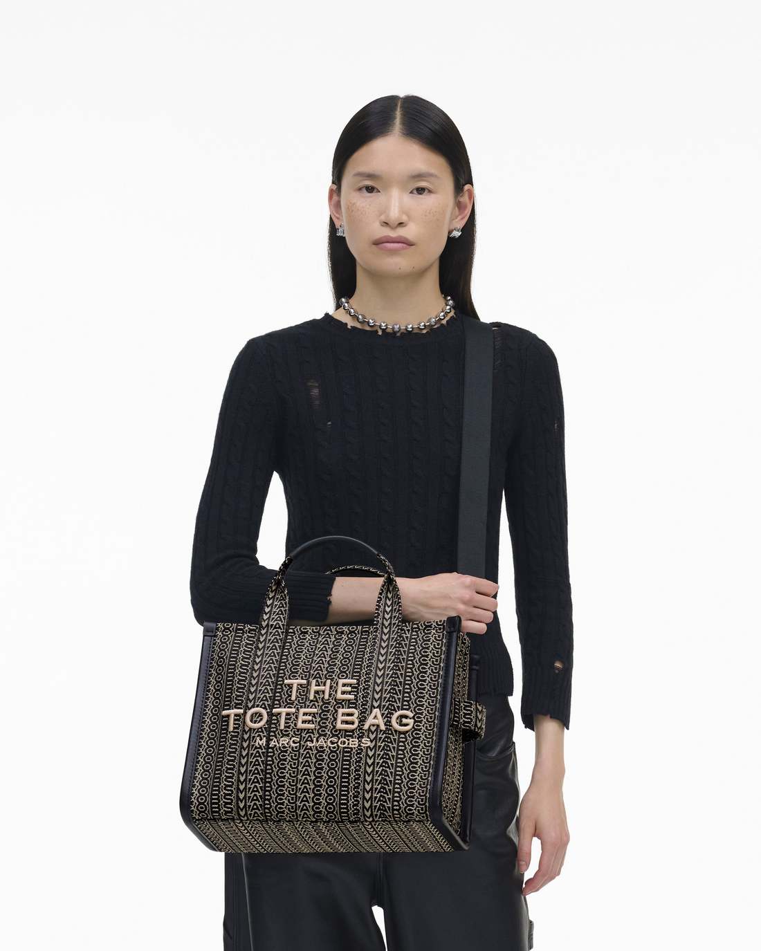 Marc Jacobs Smart Buy | The Monogram Jacquard Medium Tote Bag Beige Multi