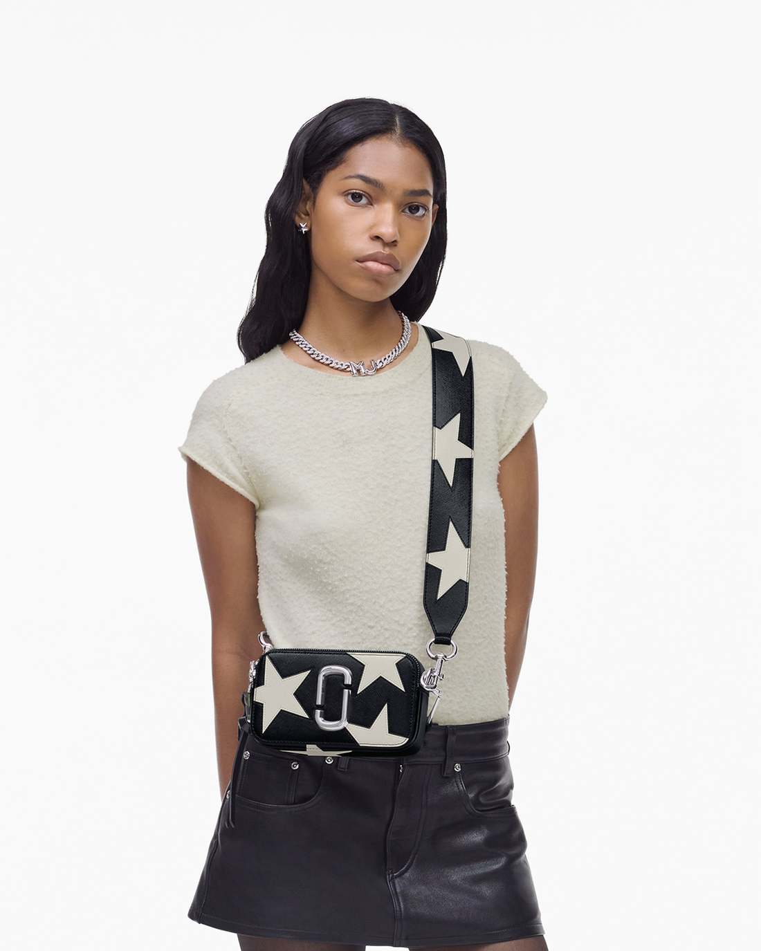 Marc Jacobs Deals | The Star Patchwork Leather Snapshot Black/White