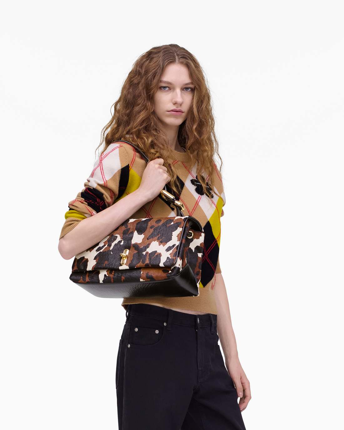 Marc Jacobs Great Value | The Cow Haircalf Large Dual Bag Mocha Multi