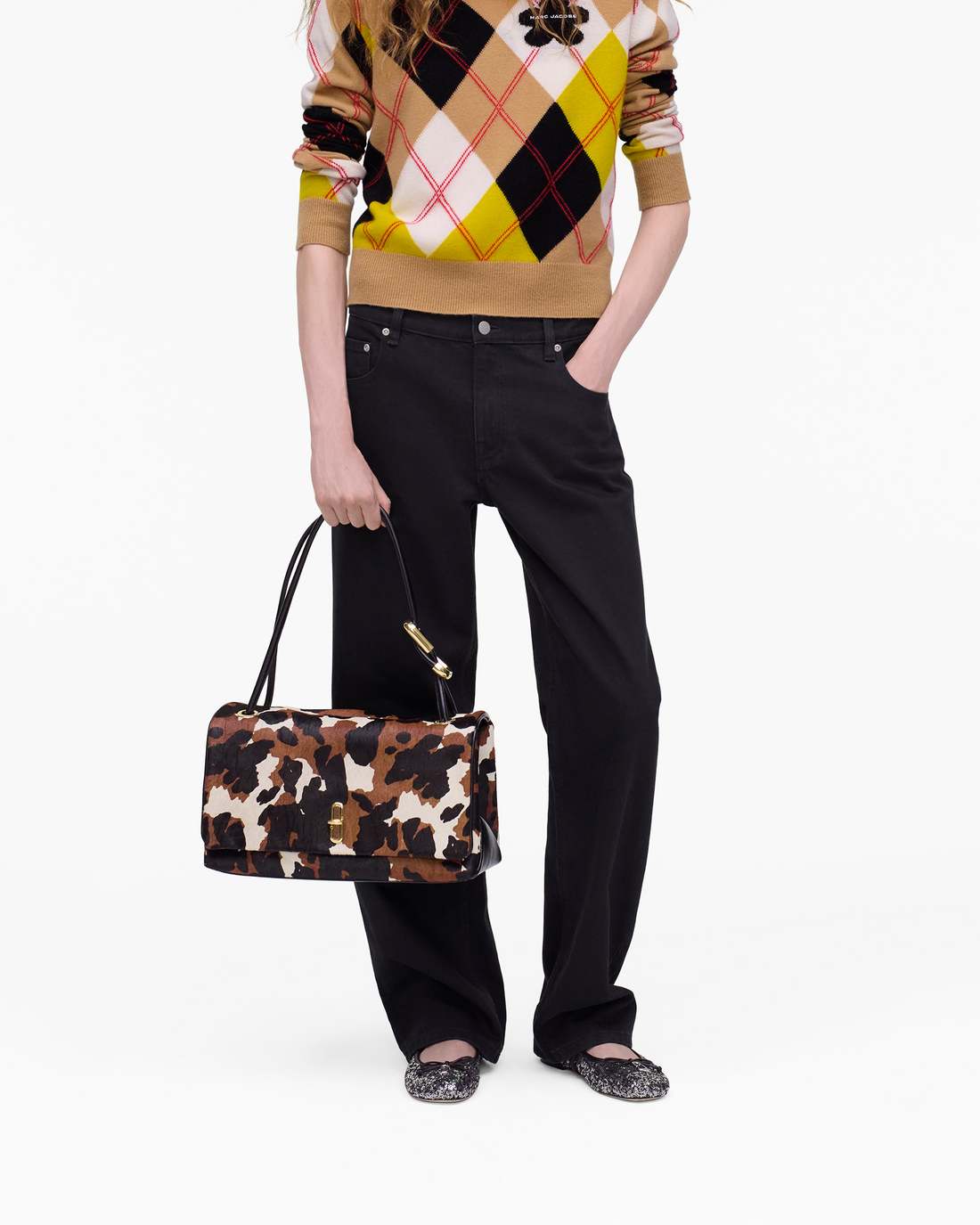 Marc Jacobs Great Value | The Cow Haircalf Large Dual Bag Mocha Multi