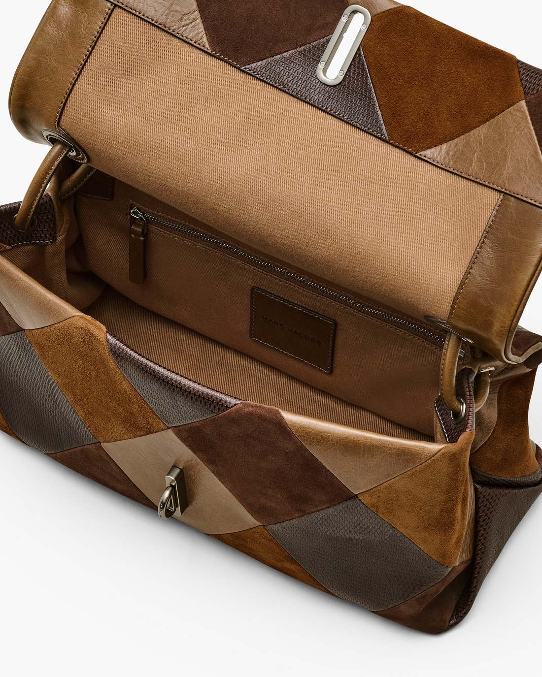 Marc Jacobs Popular | The Suede Patchwork Large Dual Bag Brown Multi