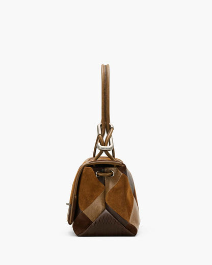 Marc Jacobs Popular | The Suede Patchwork Large Dual Bag Brown Multi