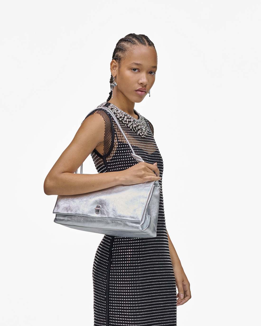 Marc Jacobs Popular | The Metallic Large Dual Bag Silver