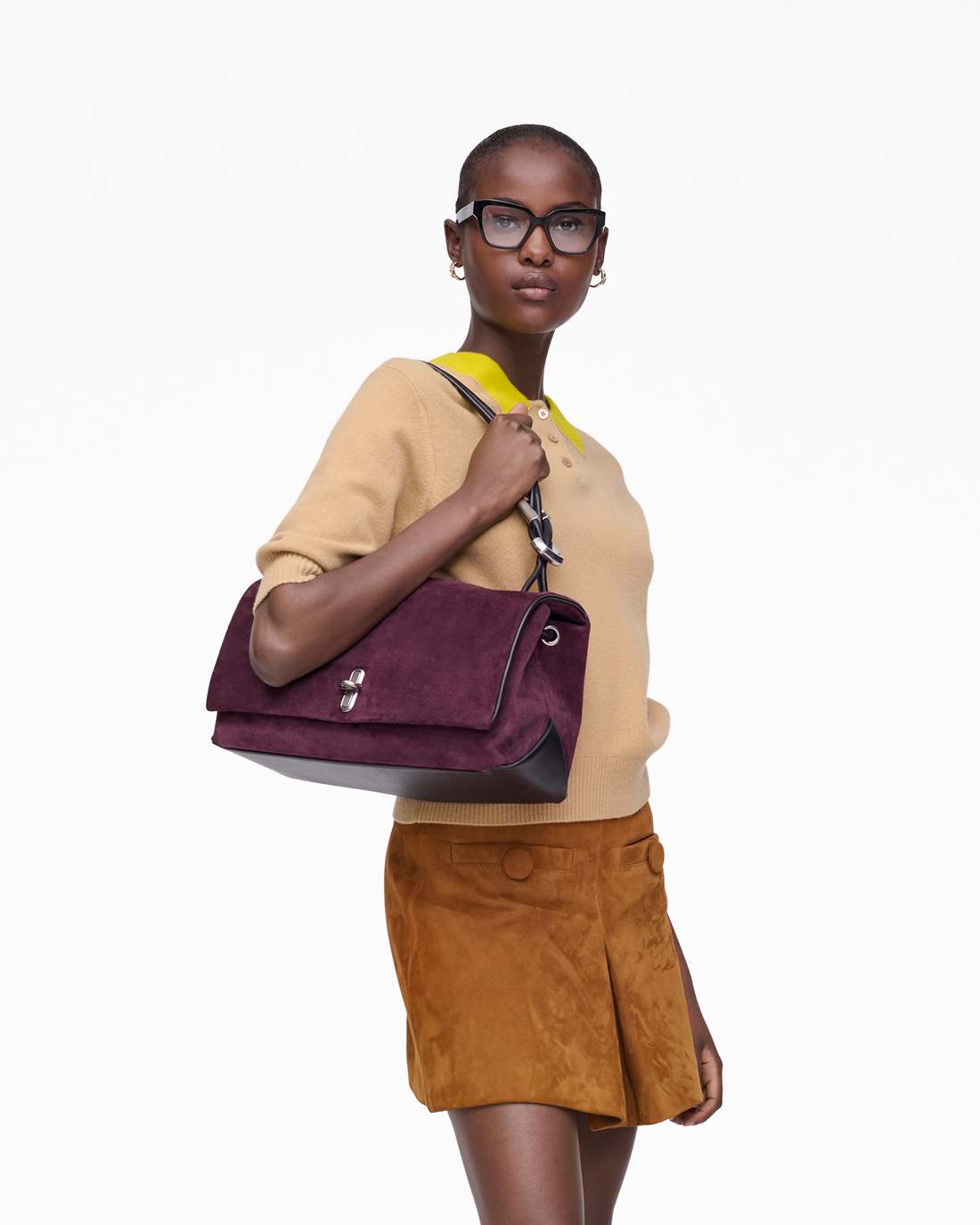 Marc Jacobs Smart Buy | The Suede Large Dual Dark Plum