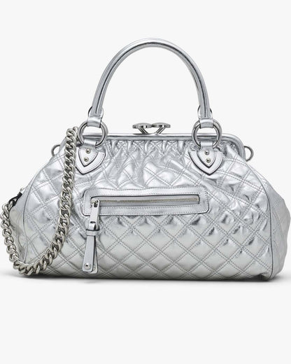 Marc Jacobs Classic | Re-Edition Quilted Metallic Leather Stam Bag Silver
