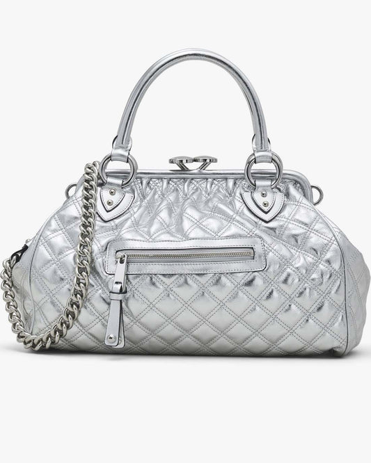 Marc Jacobs Classic | Re-Edition Quilted Metallic Leather Stam Bag Silver