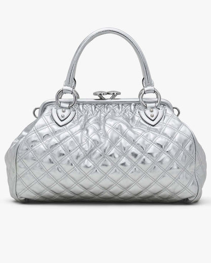 Marc Jacobs Classic | Re-Edition Quilted Metallic Leather Stam Bag Silver