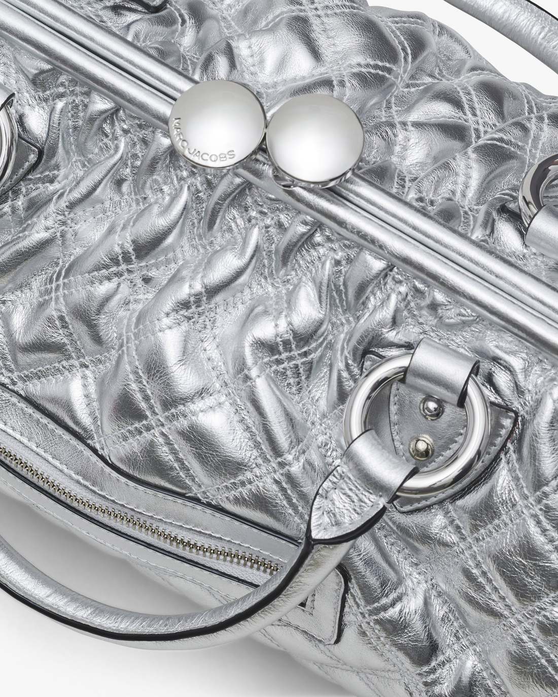 Marc Jacobs Classic | Re-Edition Quilted Metallic Leather Stam Bag Silver