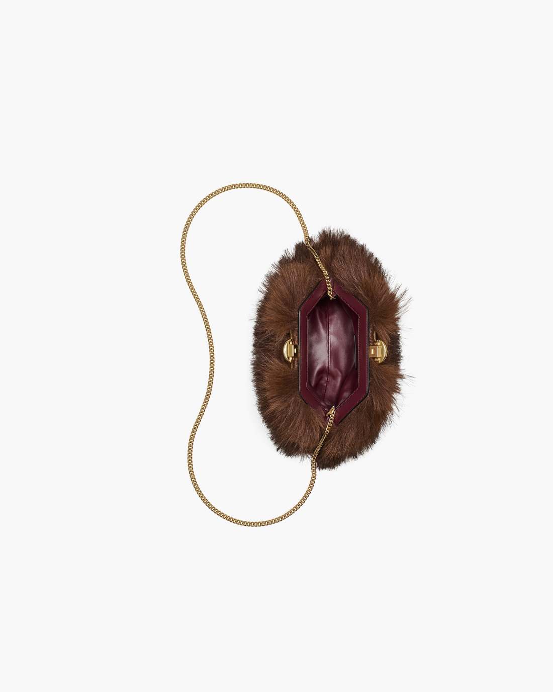 Marc Jacobs Everyday | The Faux Fur Glam Small Clutch Dark Brown