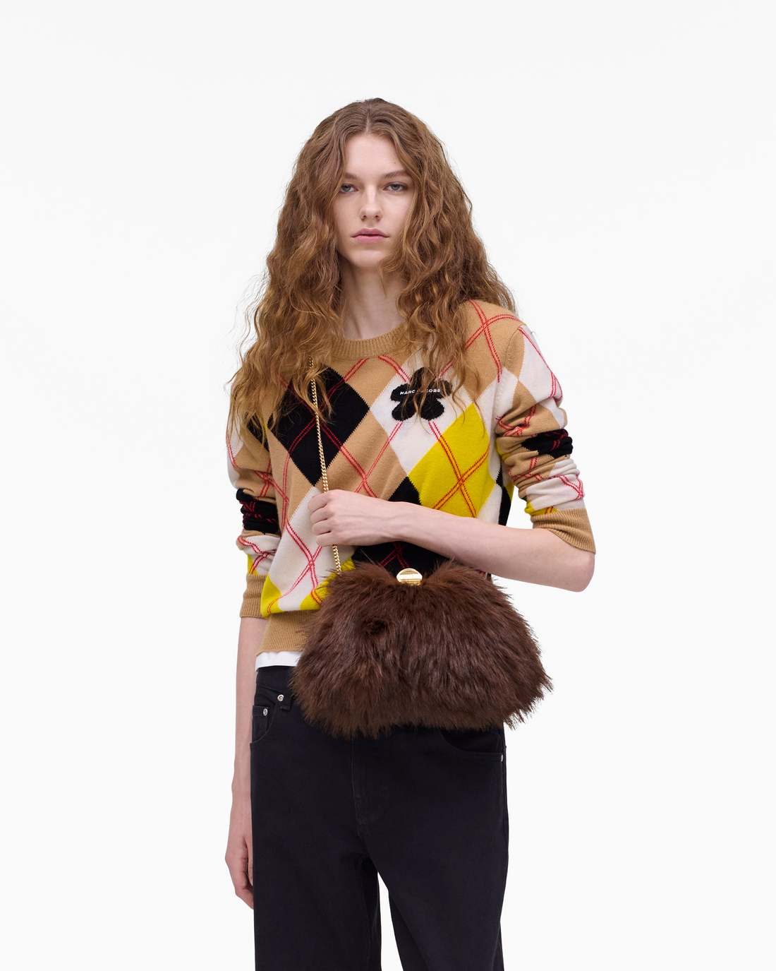 Marc Jacobs Everyday | The Faux Fur Glam Small Clutch Dark Brown