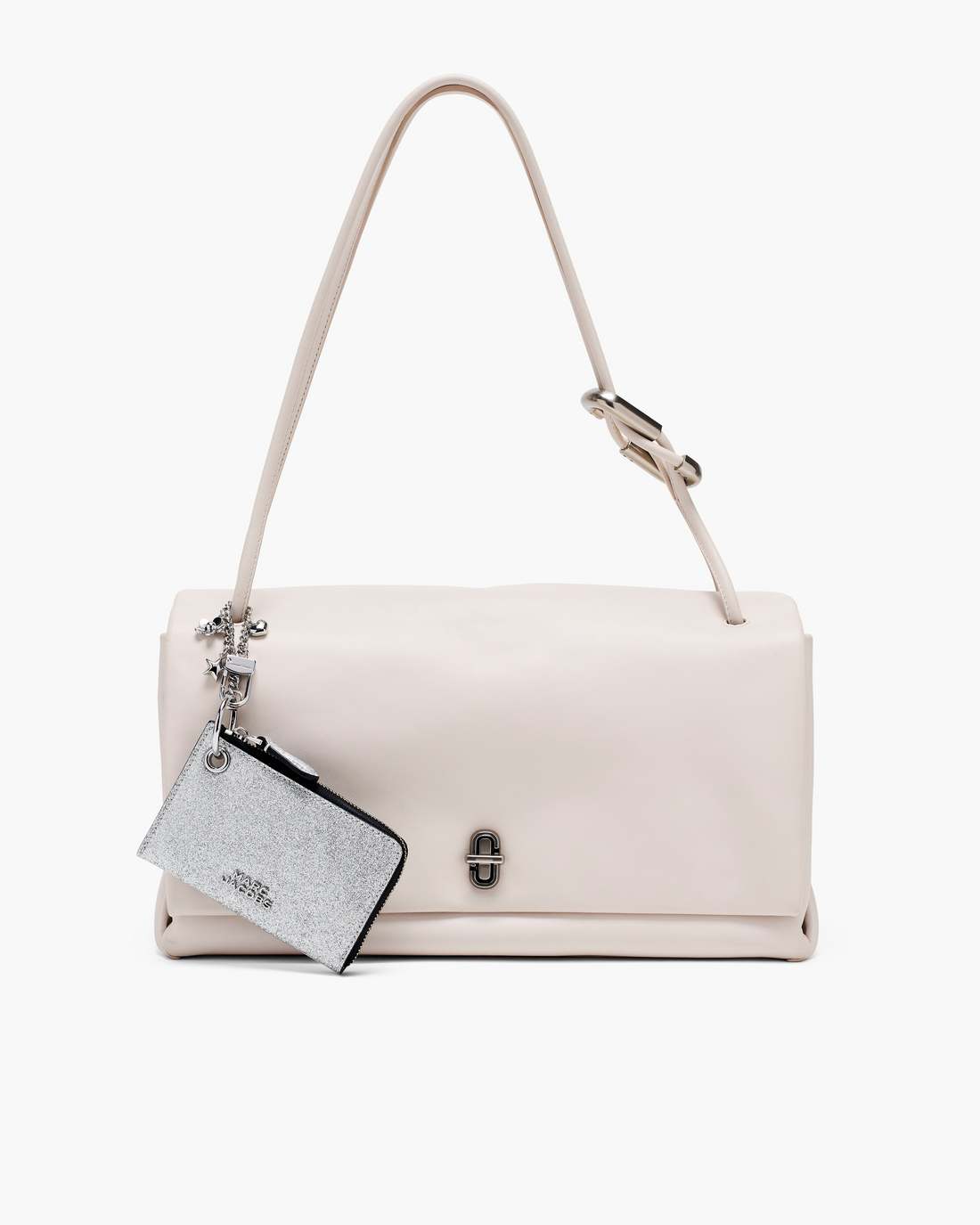 Marc Jacobs Top Pick | The Coated Glitter Everyday Top Zip Charm Wallet Silver