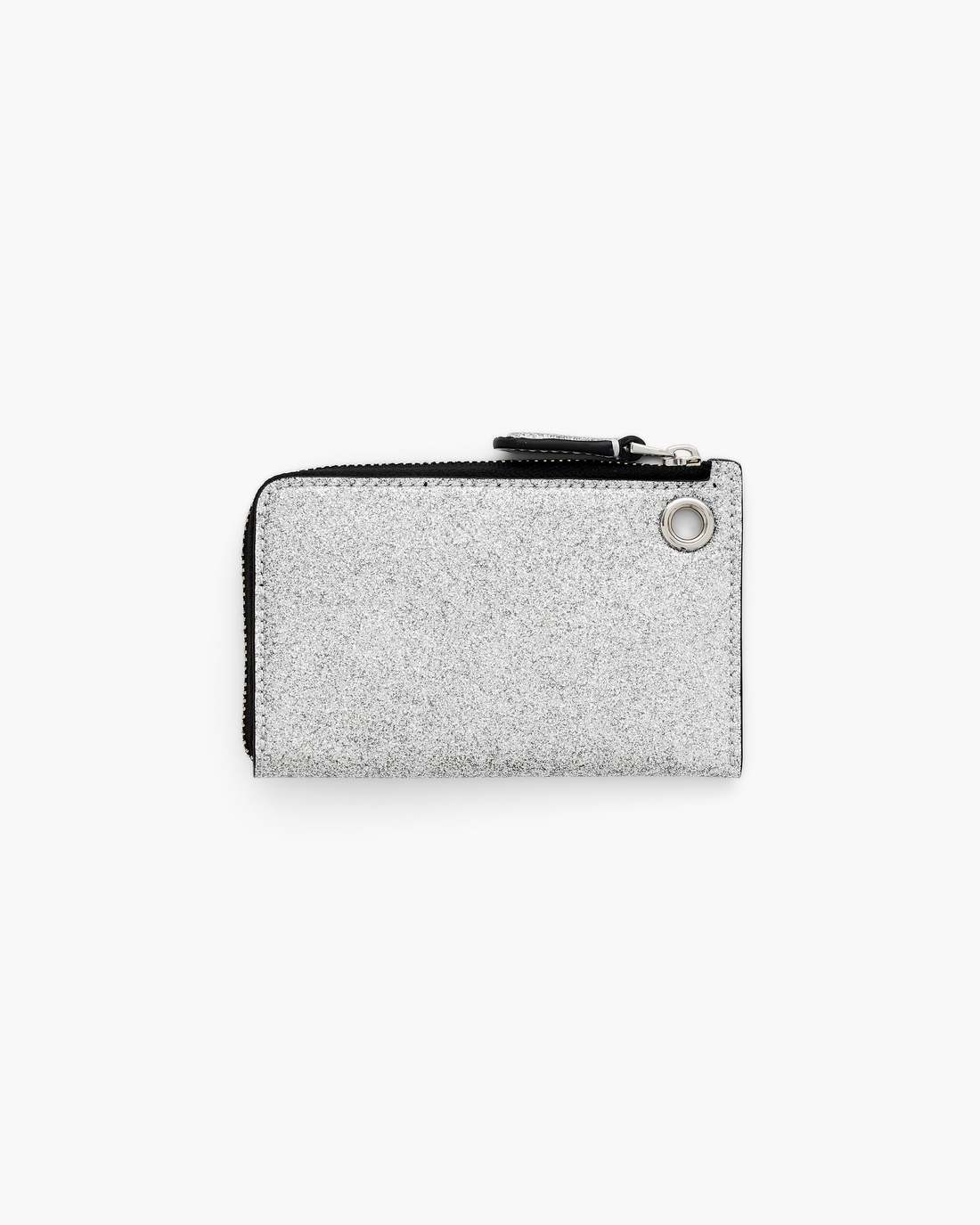 Marc Jacobs Top Pick | The Coated Glitter Everyday Top Zip Charm Wallet Silver