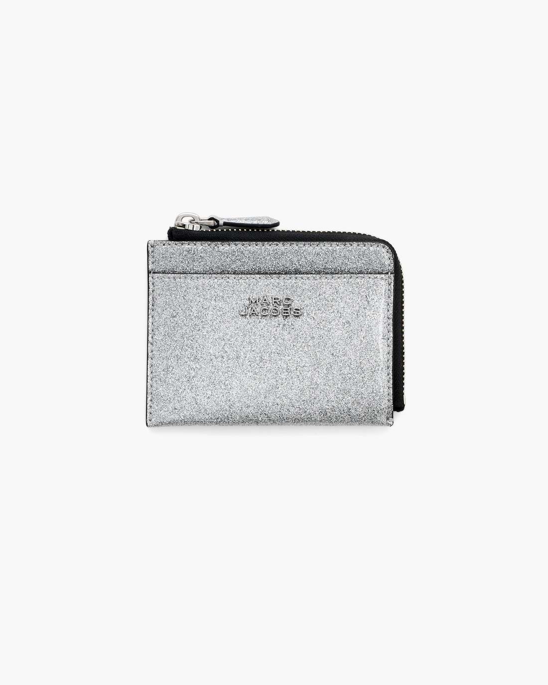 Marc Jacobs Discount | The Coated Glitter Everyday Top Zip Wallet Silver