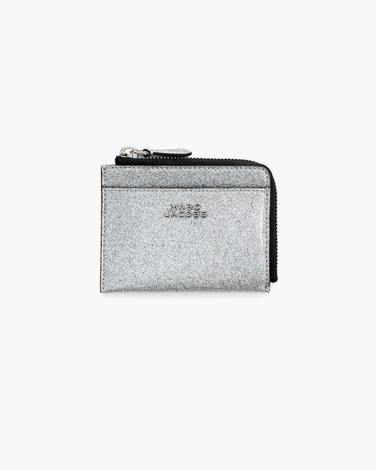 Marc Jacobs Discount | The Coated Glitter Everyday Top Zip Wallet Silver