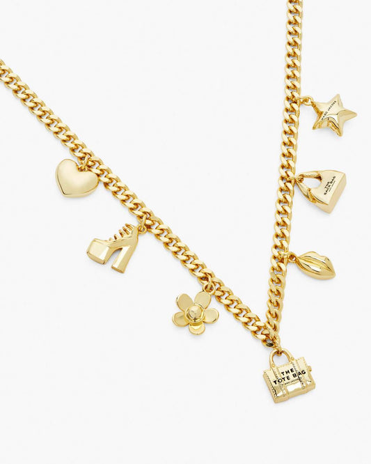 Marc Jacobs New | The Mini Icon Charm Necklace Light Antique Gold