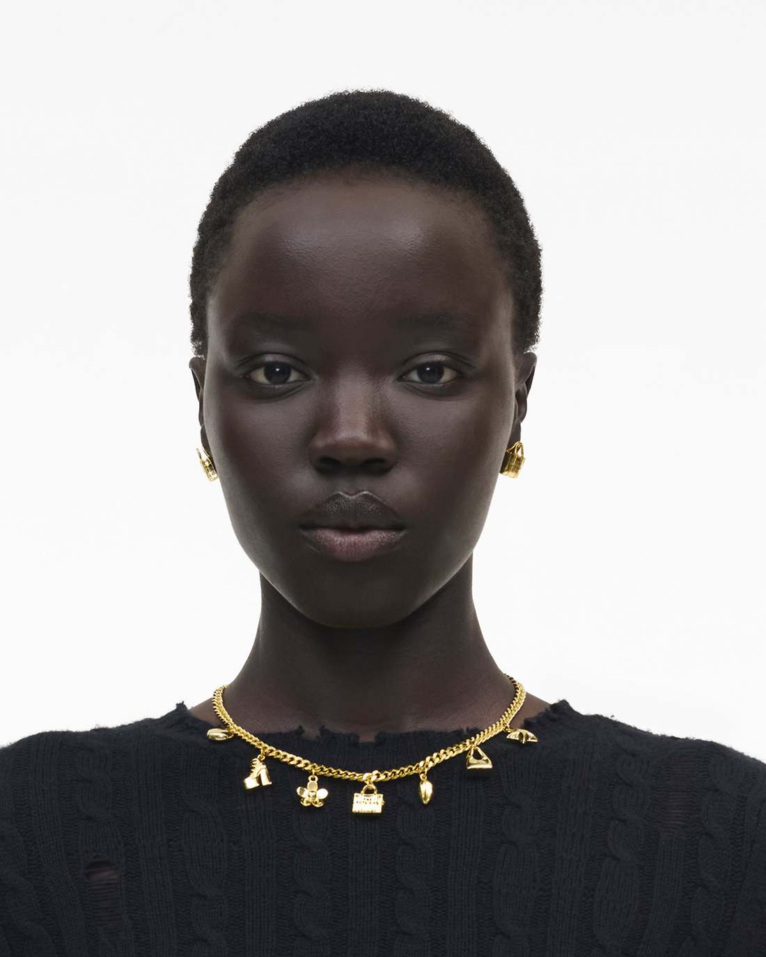 Marc Jacobs New | The Mini Icon Charm Necklace Light Antique Gold