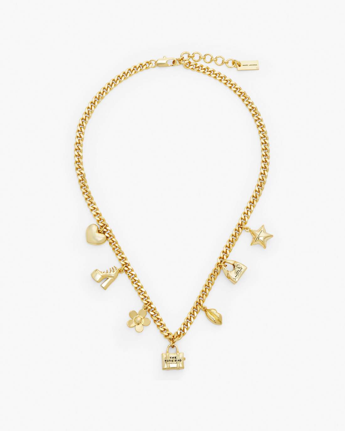 Marc Jacobs New | The Mini Icon Charm Necklace Light Antique Gold